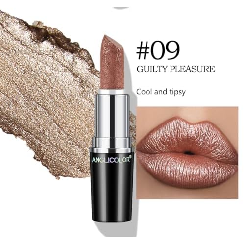 Silk Finish Lipstick, Long Lasting Waterproof 24 Hours Hydrating Rich Buildable Lip Color (#09 GUILTY PLEASURE)