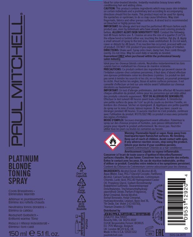Purple Toning Hair Spray for Blonde & Color-Treated Hair - Cools Brassiness - 5.1 fl oz