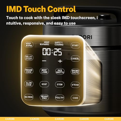 CARORI 8 Qt 9-in-1 Electric Pressure Cooker with IMD Touchscreen, Non-Stick Pot