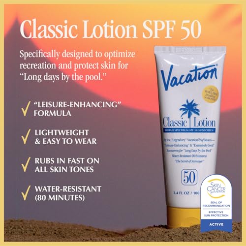 Vacation Classic SPF 50 Sunscreen Lotion Pack of 3 - Water-Resistant, Broad Spectrum, Cruelty-Free