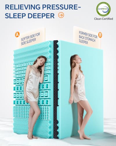 Dual Layer Memory Foam Mattress Topper Twin XL Black - Cooling & Support