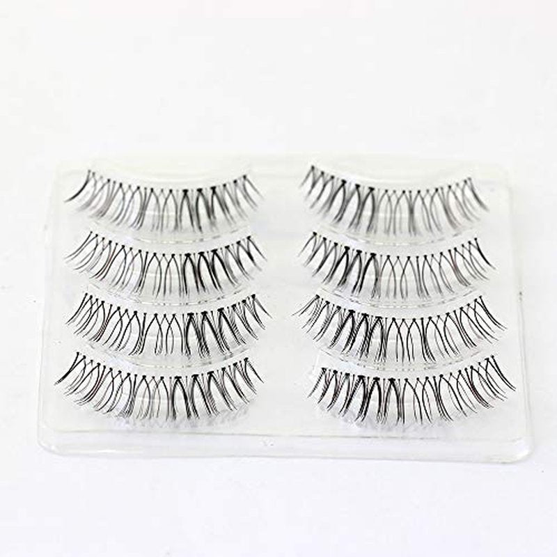 Black & Brown Mixed Strip Lashes?Reusable 15 Times, Ultra-Thin Band for Small/Monolid Eyes, Realistic 2-Tone Blend for Daily Natural Look 4-Pair