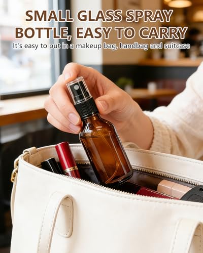 2oz Amber Glass Spray Bottles Set - 36 Pack for Essential Oils & Perfume