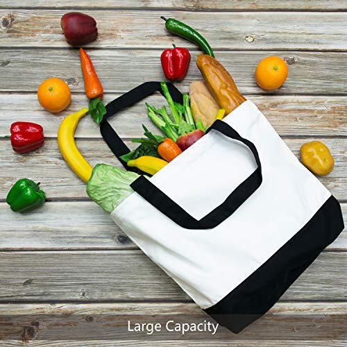 Black/White Cotton Canvas Tote Bags 24-Pack Large Reusable Grocery Shopping Bags