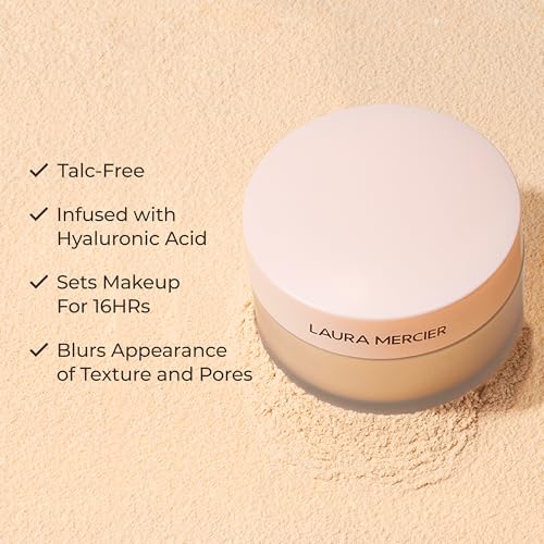 Laura Mercier Translucent Loose Talc-Free Setting Powder Ultra-Blur, 16HR Hydrating Wear, Natural Finish, Hyaluronic Acid-Infused, Normal to Dry & Mature Skin