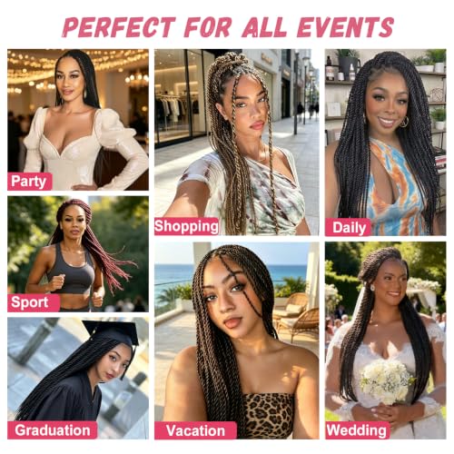 EERYA 12 Inch Senegalese Twist Crochet Hair Pack of 8 - 18 Inch Black 1B