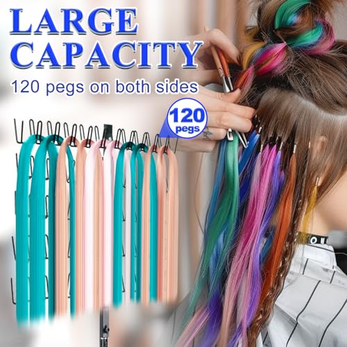 Adjustable Hair Braiding Rack with 120 Pegs, Metal Standing Organizer for Salons & Home