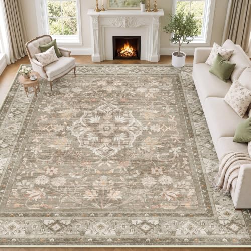 SameBed 8x10 Vintage Washable Area Rug for Living Room - Brown
