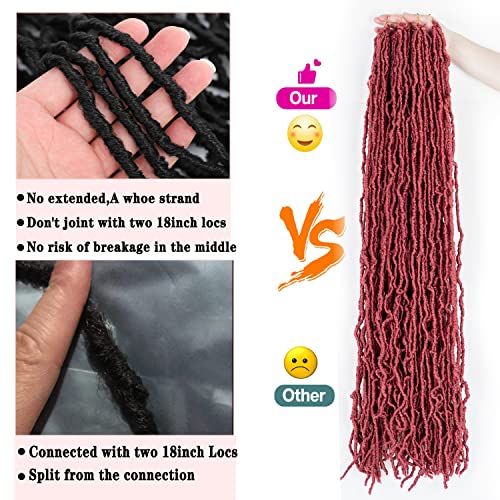 FALEMEI 36 Inch Burgundy Faux Locs Crochet Hair Extensions Pack of 6 - Soft, Pre-Looped, Lightweight, Full Head Ready