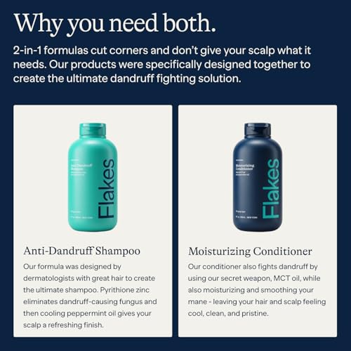 Anti Dandruff Shampoo & Conditioner Set with Scalp Brush - Peppermint, 9 fl oz - Flakes