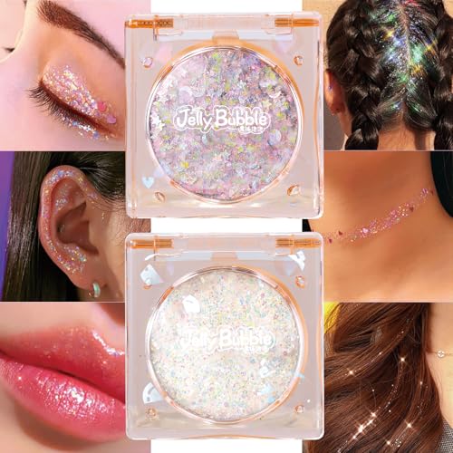 Face and Body Glitter, Makeup Paint for Eye Lip Hair, Festival Rave Accessories, Safe for Face, Easy Application & Removal, Silver