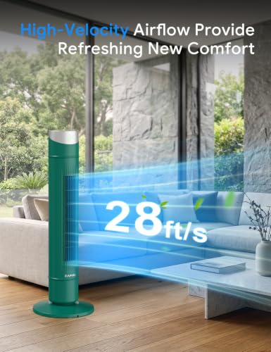 Green 36-Inch Tower Fan with Remote, App Control & Upgraded DC Motor