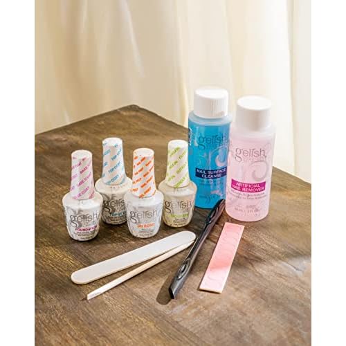 Gelish MINI Complete Basix Kit - Gel Nail Polish Prep Essentials Starter Kit with Foundation, pH Bond, Top It Off, Nourish, Nail Remover & Cleanser - Long-Lasting Salon-Quality Manicure at Home.