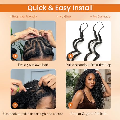 Builson 1b# 18 Inch Human Crochet Hair Feather Crochet Braids - Natural Fullness