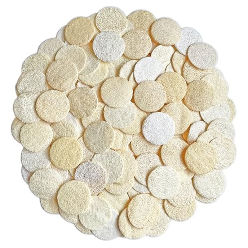 108 Pack Natural Loofah Sponge Exfoliating Face Pads - Facial Body Scrubbers Pad - When Bath Shower and Spa - Loofa Sponges Brush Scrub - Bulk Loofahs Scrubber - Cleansing Skin for Women and Men