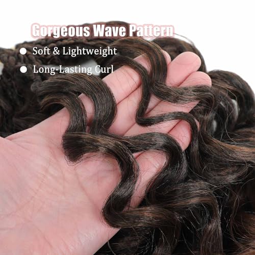 Pre-Looped Ocean Wave Crochet Braids - 12 Inch Water Wave Synthetic Hair, Pack of 8, #T30