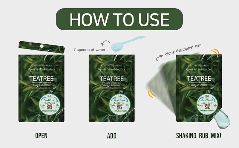 Teatree Modeling Mask Kit by Lindsay – Cooling & Soothing Korean 5x35g