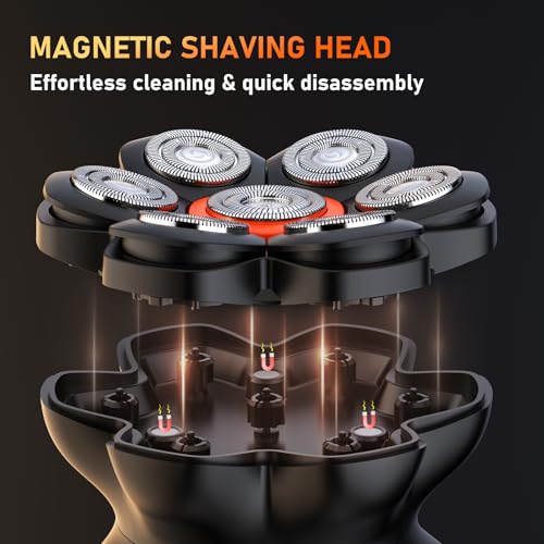7D Head Shavers for Bald Men ? Waterproof Electric Razor with Flexible Blades, Close Shave, Cordless Rechargeable & Long Battery Life, LED Display, Wet/Dry Use, Ideal Gift for Dad Husband