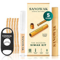 Premium Miswak Set with 5 Organic Sticks, Bamboo & Plastic Holders, Cutter – Eco Friendly Herbal Toothbrush Alternative