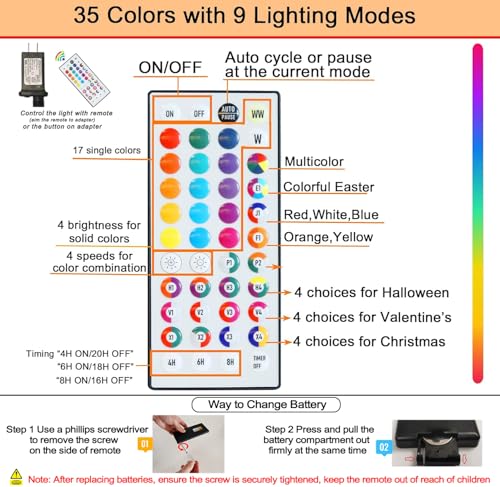 7 ft RGB Lighted Birch Tree with 35 Colors Christmas Tree Lights - Indoor Outdoor Decoration