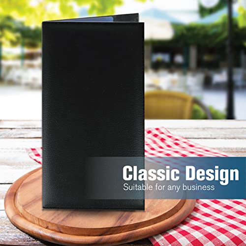 Water-Resistant Guest Check Presenters Set of 20 for Restaurants - Leatherette, 5.5 x 10 Inches with Credit Card & Side Pockets