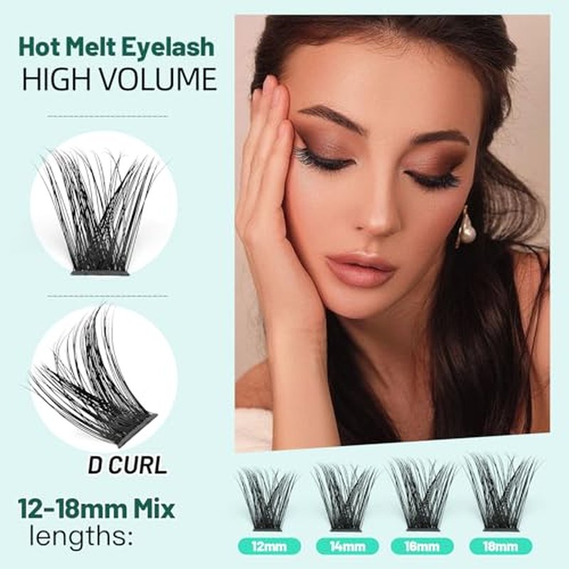 Bodermincer D Curl 16 Rows Large Pack 192 Cluster Eyelashes 8-10-12-14mm Mixed/10-12-14-16mm Mixed/12-14-16-18mm Mixed Length (12-14-16-18mm Mixed)
