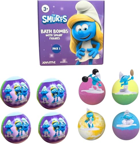 Smurfs Bath Bombs with Action Figures - Pack 1 - Lavender, Jasmine, Rose, Gardenia