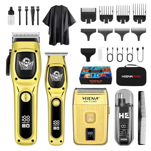 HIENA PRO Professional Hair Clipper Set for Men, Foil Shaver & Men's Facial Grooming Tool, Rechargeable Barber Clippers Set and Trimmer Kit, Cordless Electric Beard, Nose Trimmer