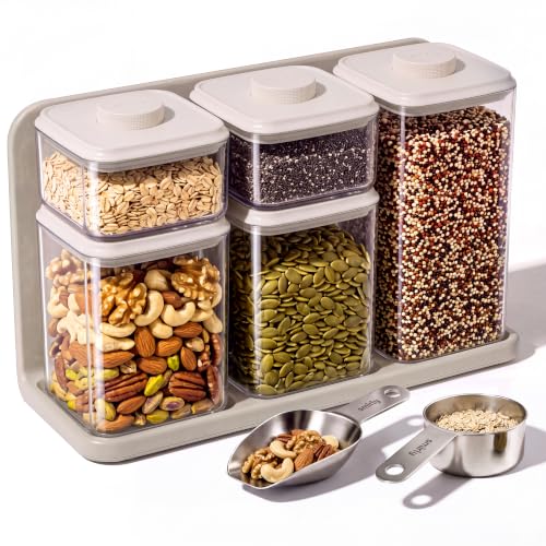 SMIRLY Glass Airtight Food Storage Containers with Pop Lids - White, 8-Piece Set