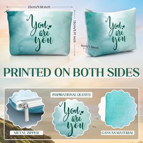 60 Pcs Employee Appreciation Gifts Inspirational Canvas Makeup Bags Compact Mirrors Bulk Cosmetic Bags Portable Mirror Thank You Gifts for Women Christmas Nurse Practitioner (Inspiration)