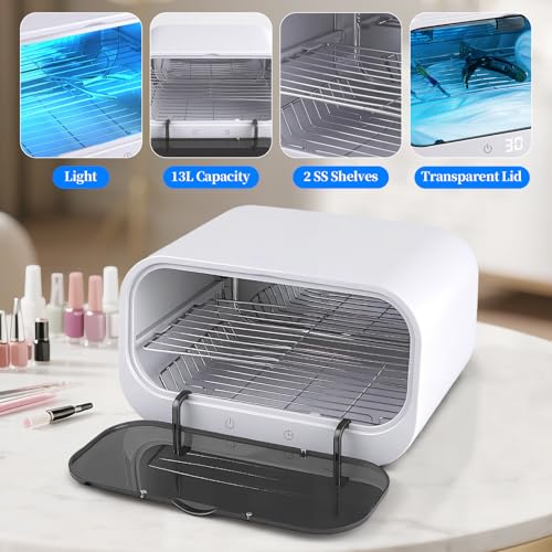 Nail Tool Cleaning Machine with UV Sanitizer and 12L Capacity - Double Layer Cabinet