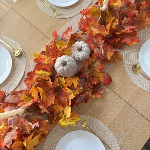 CQURE 40 Pack Fall Leaf Garland 236Ft Autumn Maple Leaves Thanksgiving Decor