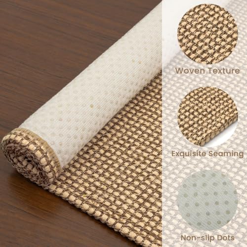 Earthall Woven Area Rug 5x7 Ft Washable Non Slip Living Room Carpet - Orange/Tan/Brown