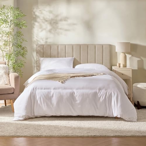 Nestl Beige Queen Upholstered Wall-Mounted Headboard - Easy Assembly, Channel Stitched, Soundproof Panel, Modern Bedroom Decor