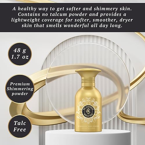 Mcclendon Talc Free Shimmer Powder, Body Powder, Dusting Powder, Leaves Skin Soft, Dry, Smooth, and Shimmering, 48g