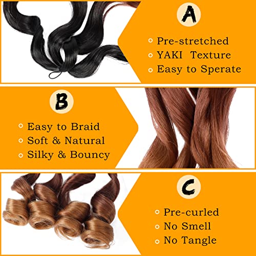 French Curly Braiding Hair 22 Inch Ombre Synthetic Extensions - 7 Packs