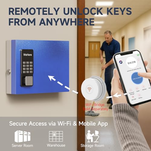 Smart Wall-Mount Key Lock Box with App Control, One-Time Code & Bluetooth