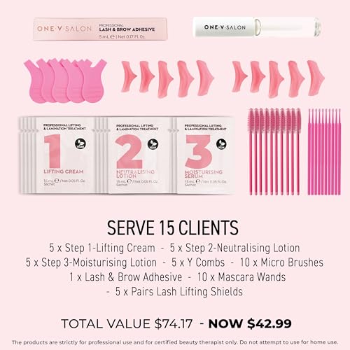One V Salon Essential Lash Lift & Brow Lamination Professional Kit ? Instant Lift for Lashes & Brows ? Vegan, Long-Lasting, Lash and Brow Lift Kit with Sachets, Tools (Multicolor-3)