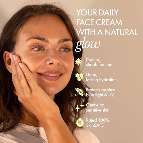 No. 9 Hydrating Moisturiser Face Cream with Gradual Tan ? Smooths, Softens, Anti-Ageing, Boosts Elastiity & Protects Against UV/Blue Light ? Lightweight, Fragrance-Free, Sensitive Skin, 30mL