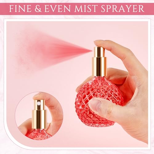 Pink Refillable Glass Perfume Spray Bottles Set - 8 Pack, 3.4oz/100ml