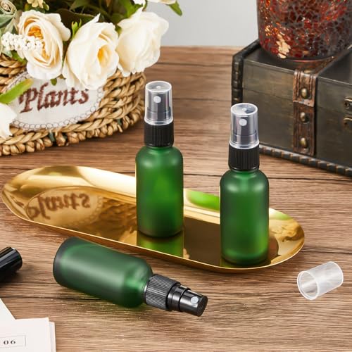 Roshtia 30 Pcs 1 oz Green Frosted Glass Spray Bottles - Refillable & Leakproof