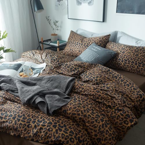 Animal Cheetah Print Queen Comforter Set 3 Pieces - Microfiber Bedding with Pillowcases - Leopard Pattern, All Seasons - Variation 1#