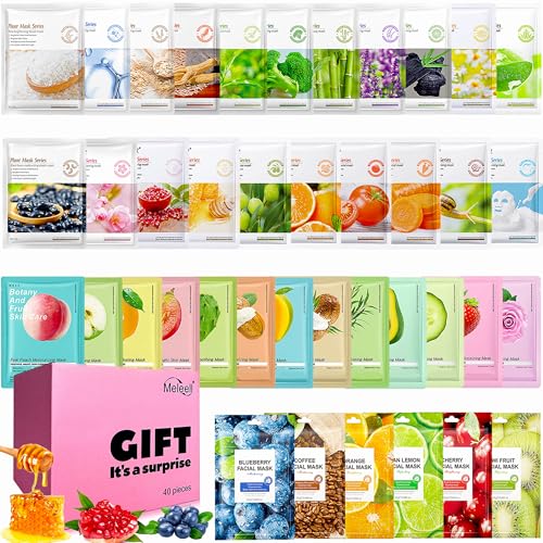 Pink Face Mask Set - 40 Assorted Skincare Sheet Masks for Hydration & Sensitive Skin