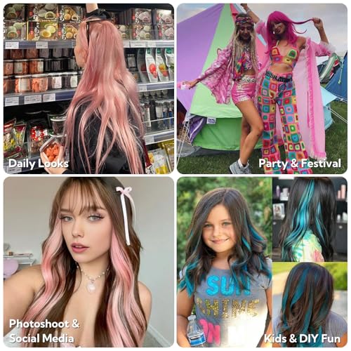 Hotbanana Pink Hair Extensions Tape in Hair 18 Inch 10pcs - C Hot Pink