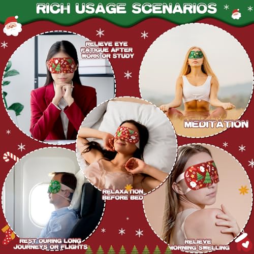 Christmas Steam Eye Masks Bulk - 90 Disposable Heated Eye Masks for Dry Eyes and Relaxation - Bonuci 90 Pack