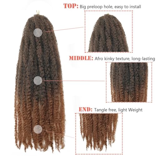BYKSVIOC 8 Packs Marley Twist Braiding Hair 24 Inches Brown Afro Kinky Curl Variation 1B/30
