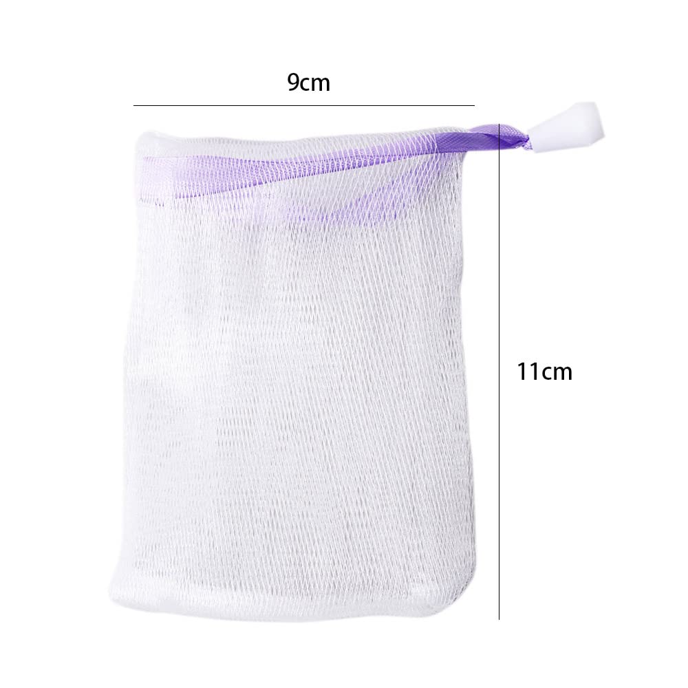 10 Pcs Foaming Mesh Bag, Portable Face Cleansing Foaming Nets Hangable Mesh Soap Pouch, Bubble Foam Double Layer Net with Drawstring