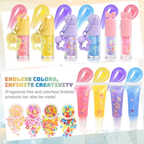 DIY Lip Gloss Making Kit for Girls - Yellow & Blue Lip Gloss Set with Keychain
