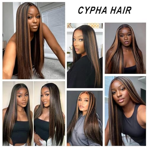 20 Inch Ombre Lace Front Human Hair Wigs - Straight 13x6 180% Density - Highlight 1B/30 Variation