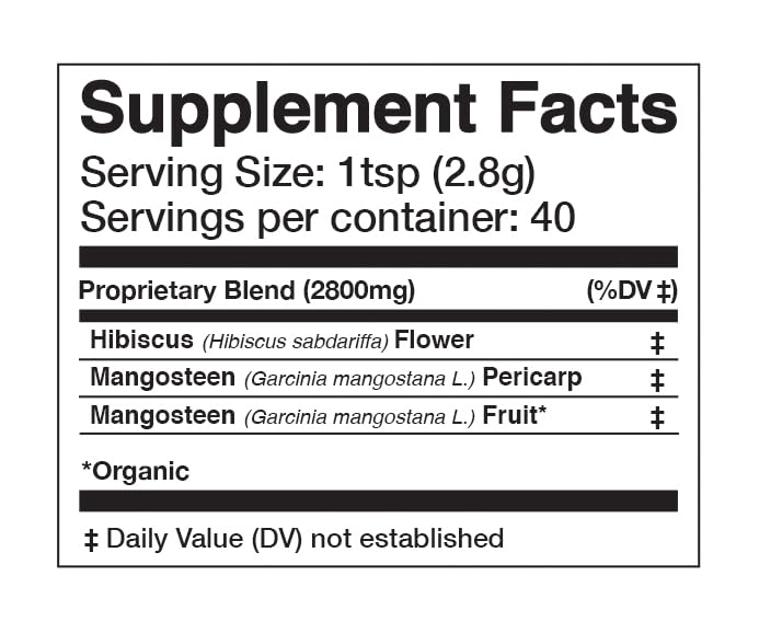 Organic Mangosteen & Hibiscus Beauty Tonic - Skin & Immune Support, 4oz